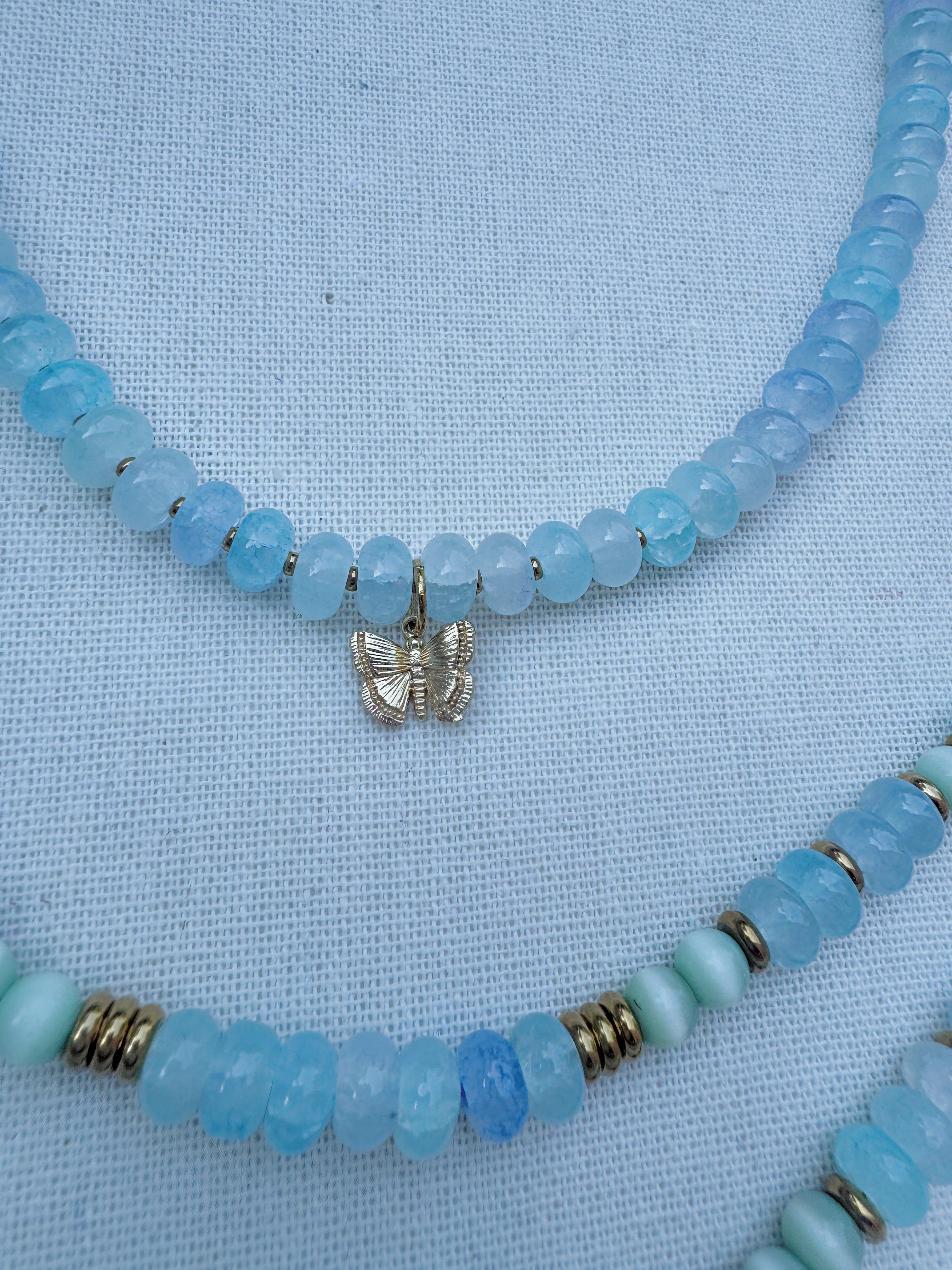 Green Cat's Eye & Aquamarine Toggle Bracelet