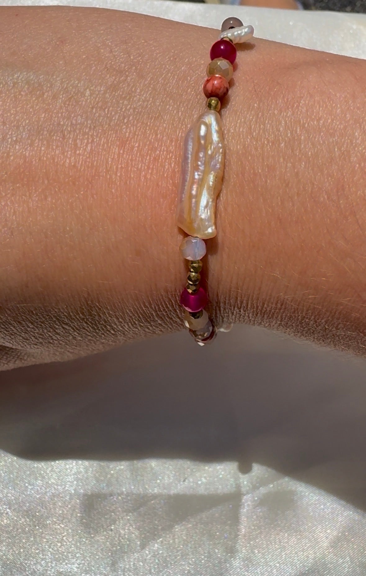 Pink & Pearl Toggle Bracelet