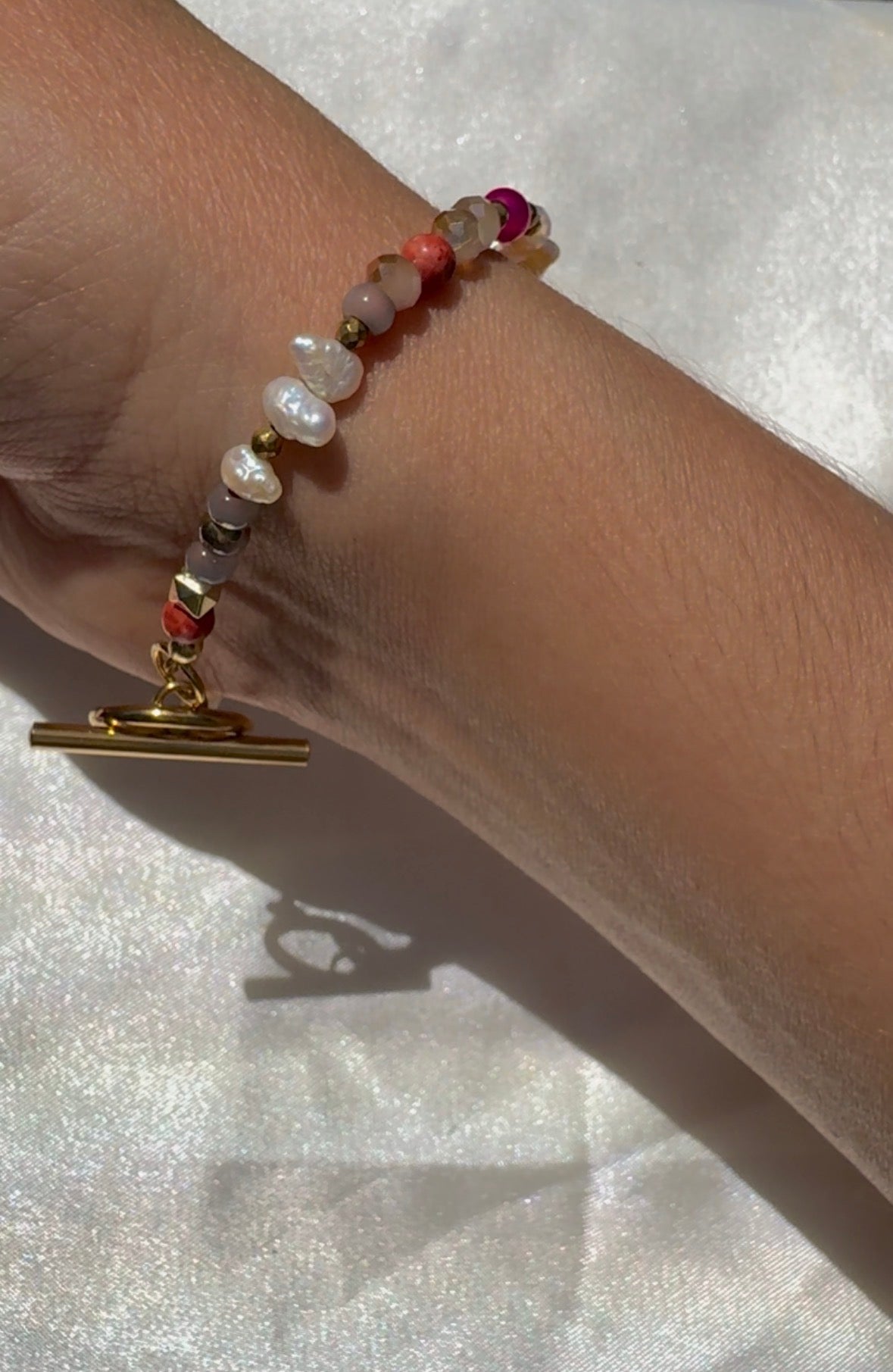 Pink & Pearl Toggle Bracelet